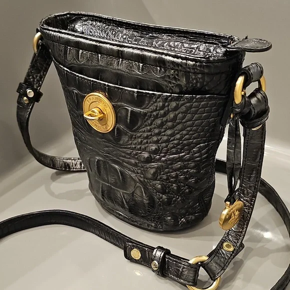 BRAHMIN Silvery Black Bucket Bag - Picture 2 of 12